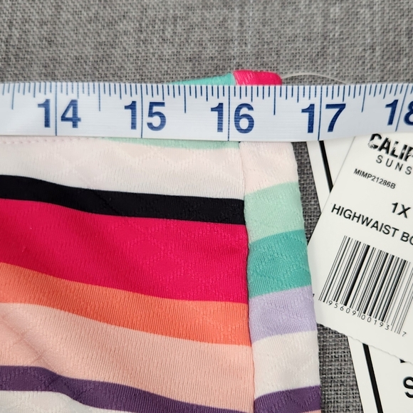 California Sunshine Multi Color Striped Swimsuit Bikini Bottoms. 1X - Picture 6 of 6